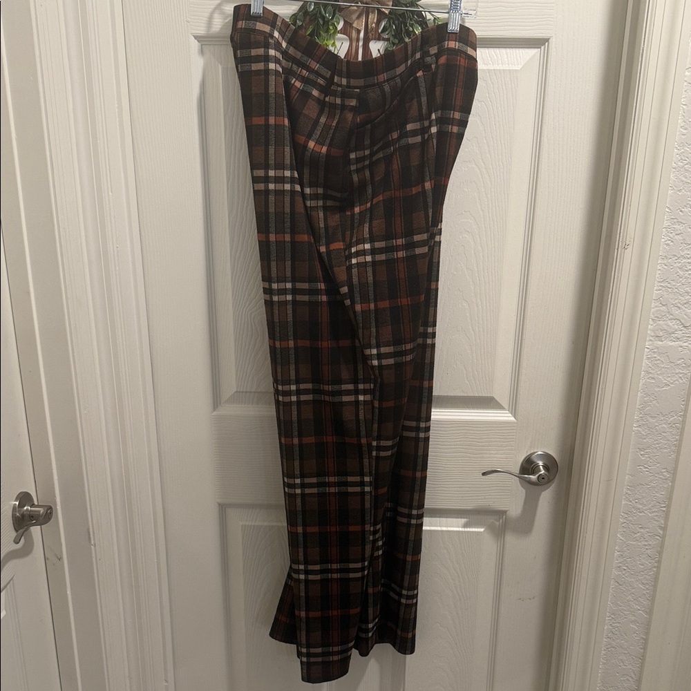 Ashley Stewart Men's Plaid Pants - Brown and Black